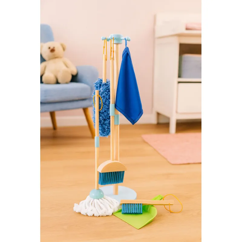 Wooden Cleaning Set for Children Mop Broom with Dustpan 7 Pieces Lavinamieji ECOTOYS