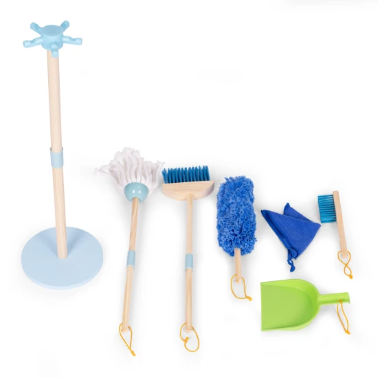 Wooden Cleaning Set for Children Mop Broom with Dustpan 7 Pieces Lavinamieji ECOTOYS