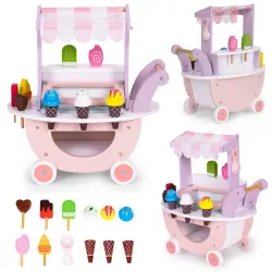 Medinis ledų vežimėlis vaikams 12 dalių rinkinys ECOTOYS
