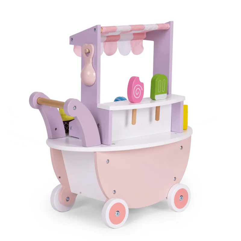 Деревянная тележка для мороженого для детей, набор из 12 деталей ECOTOYS