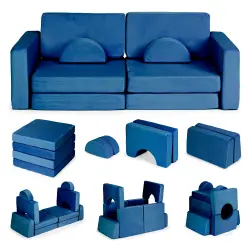 Didelė mėlyna sulankstoma modulinė sofa vaikams