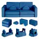 Didelė mėlyna sulankstoma modulinė sofa vaikams
