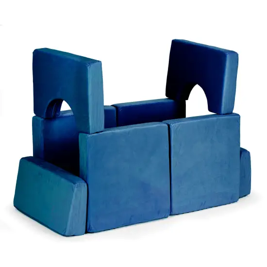 Didelė mėlyna sulankstoma modulinė sofa vaikams