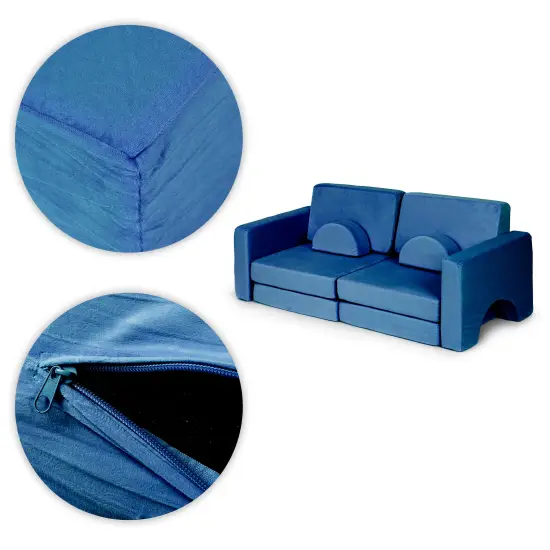 Didelė mėlyna sulankstoma modulinė sofa vaikams