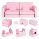 Didelė rožinė 2-vietė modulinė sulankstoma sofa vaikams