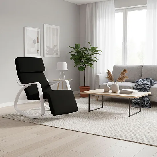 Czarne krzesło na kółkach z regulowanym podnóżkiem Fotele i krzesła ModernHome