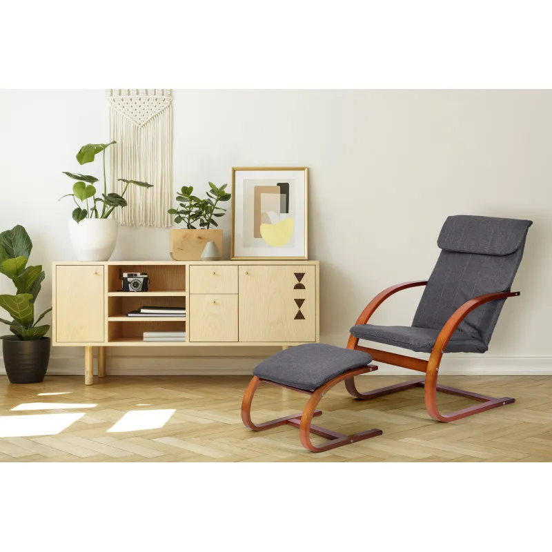 Suomiškas supamasis krėslas su atrama kojoms ModernHome