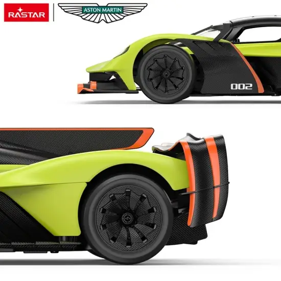Nuotoliniu būdu valdomas žalias automobilis Aston Martin Valkyrie AMR PRO
