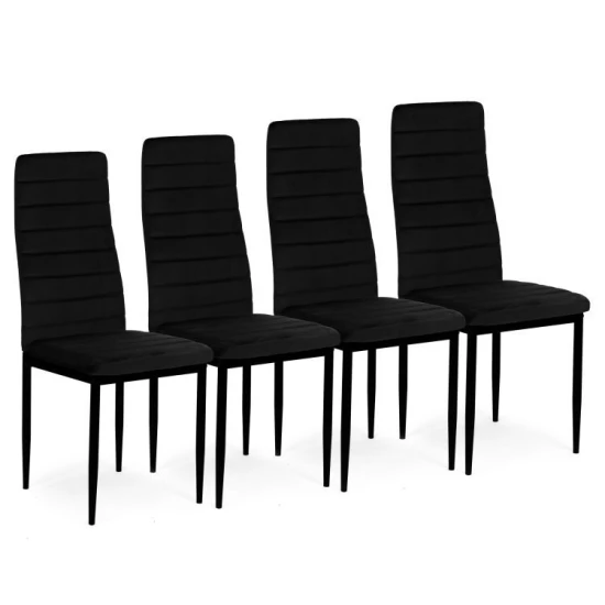 Juodų 4 kėdžių komplektas Foteliai ir kėdės MEBELKI24