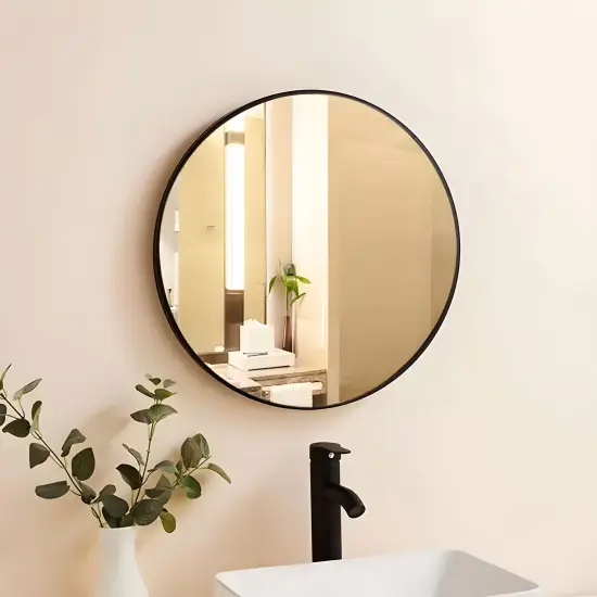 Apvalus juodos spalvos sieninis veidrodis 80 cm ModernHome
