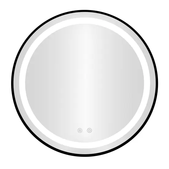 Apvalus juodas LED vonios veidrodis 60 cm su 3 šviesos spalvomis ModernHome