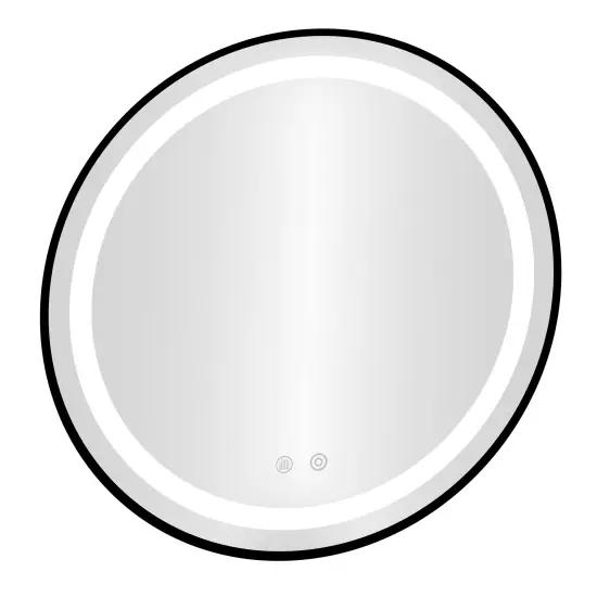 Apvalus juodas LED vonios veidrodis 60 cm su 3 šviesos spalvomis ModernHome