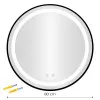 Круглое чёрное зеркало для ванной с LED-подсветкой 80 см с 3 цветами подсветки ModernHome