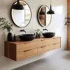 Круглое чёрное зеркало для ванной с LED-подсветкой 80 см с 3 цветами подсветки ModernHome