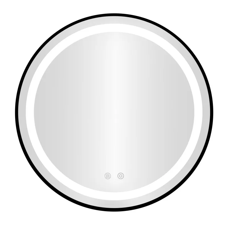 Круглое чёрное зеркало для ванной с LED-подсветкой 80 см с 3 цветами подсветки ModernHome