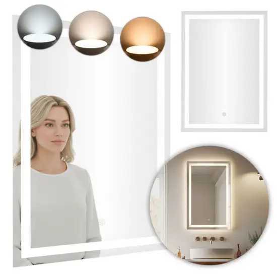 LED vonios veidrodis 50 x 70 cm su 3 šviesos spalvomis ModernHome