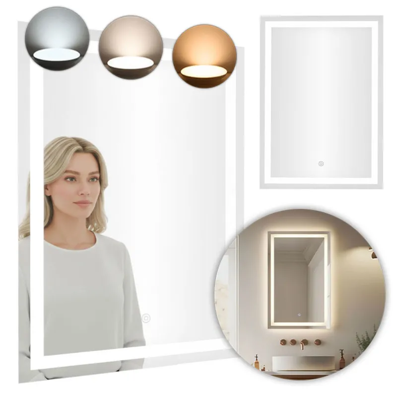 Светодиодное зеркало для ванной 50 x 70 см с 3 цветами подсветки ModernHome