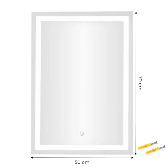 LED vonios veidrodis 50 x 70 cm su 3 šviesos spalvomis ModernHome