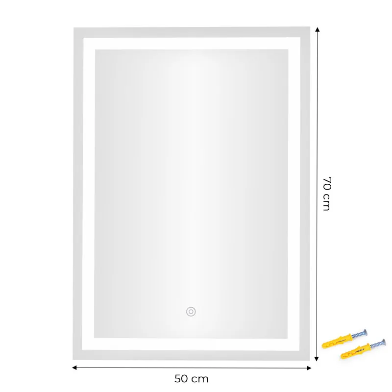 Светодиодное зеркало для ванной 50 x 70 см с 3 цветами подсветки ModernHome