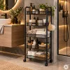 Metalinis juodas vežimėlis su 5 lentynomis ModernHome