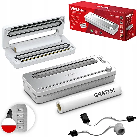 Baltas maisto produktų vakuuminis pakavimo aparatas, 120 W Elektronika ir buitiniai prietaisai WEBBER