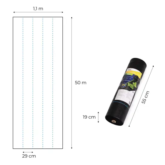 Juoda piktžolių kontrolės agro audinys 135 g/m² 1,1×50 m MultiGarden