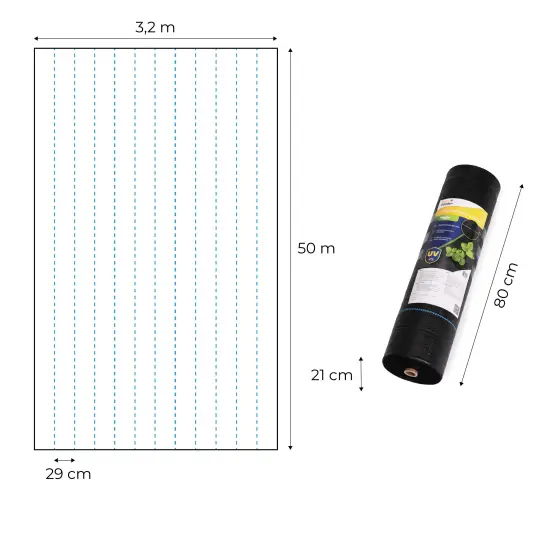 Juoda piktžolių kontrolės agro audinys 90 g/m² 3,2×50 m MultiGarden