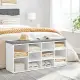 Balta batų spinta su pilka pagalvėle ModernHome