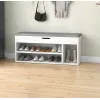 Белый шкаф для обуви с серым подушечкой и 3 полками ModernHome
