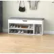 Balta batų spinta su pilka pagalvėle ir 3 lentynomis ModernHome