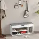 Balta batų spinta su pilka pagalvėle ir 3 lentynomis ModernHome