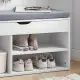 Balta batų spinta su pilka pagalvėle ir 3 lentynomis ModernHome