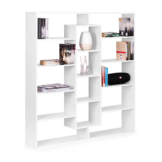 Nowoczesna biała biblioteczka z 14 półkami ModernHome