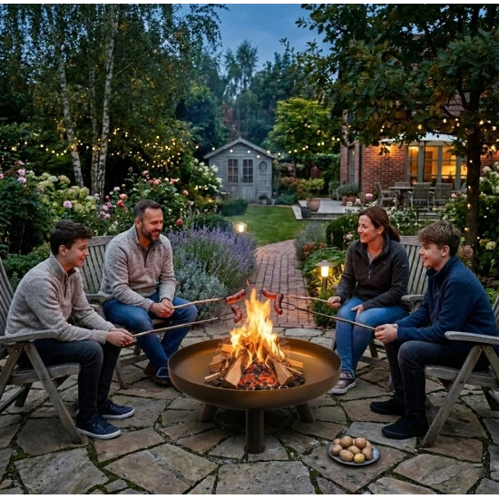 Large solid cast iron garden fire pit 60 cm, perfect for a bonfire