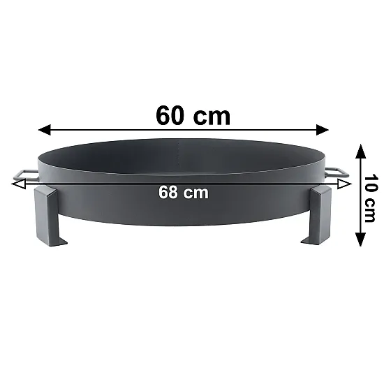 Didelė ketaus sodo laužavietė su rankenomis 60 cm