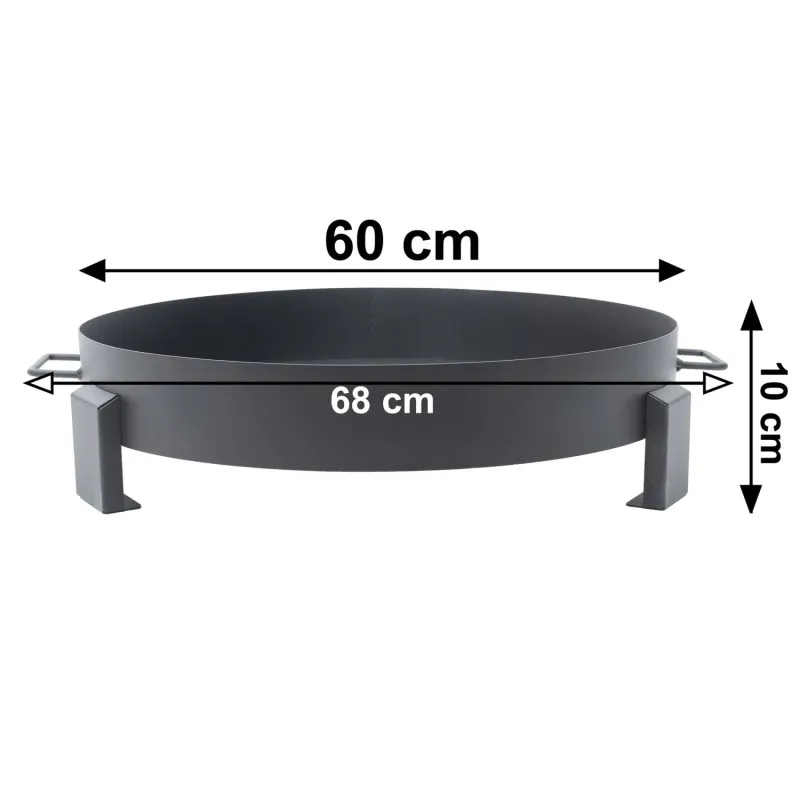 Didelė ketaus sodo laužavietė su rankenomis 60 cm