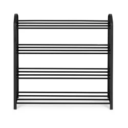 Metalinė juoda batų lentynėlė, 4 lentynos