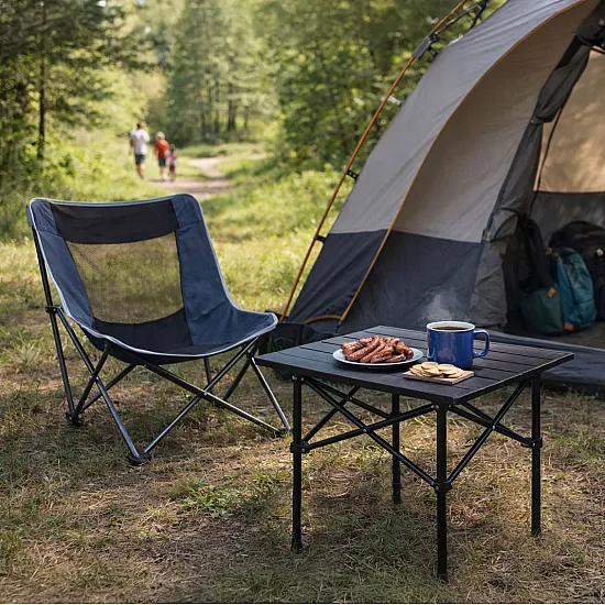 Folding camping table 53 x 55 cm black MultiGarden