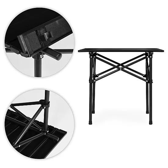Folding camping table 53 x 55 cm black MultiGarden