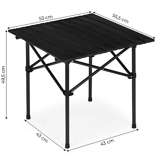 Folding camping table 53 x 55 cm black MultiGarden