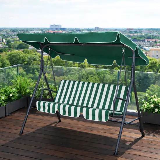 3-vietės sodo sūpynės su plieniniu rėmu žalios/baltos spalvos MultiGarden