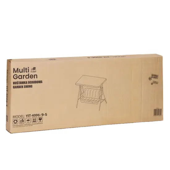 3-vietės sodo sūpynės su plieniniu rėmu žalios/baltos spalvos MultiGarden
