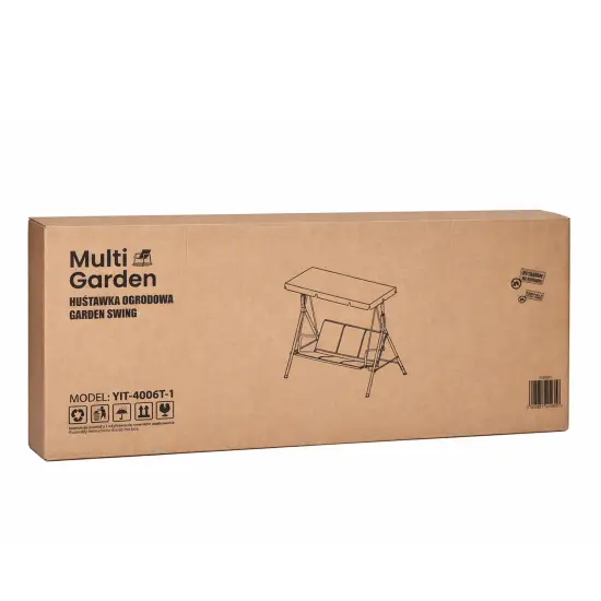 3 vietų juodos sodo sūpynės su plieniniu rėmu MultiGarden