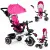 3-wheel stroller with a 360° swivel seat, pink