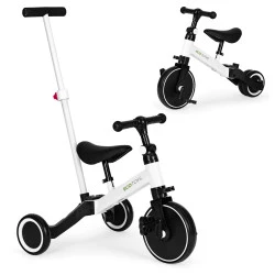 Baltas 3 ratų balansinis dviratukas 2in1