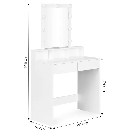 Tualetinis staliukas su veidrodžiu ir LED apšvietimu ModernHome