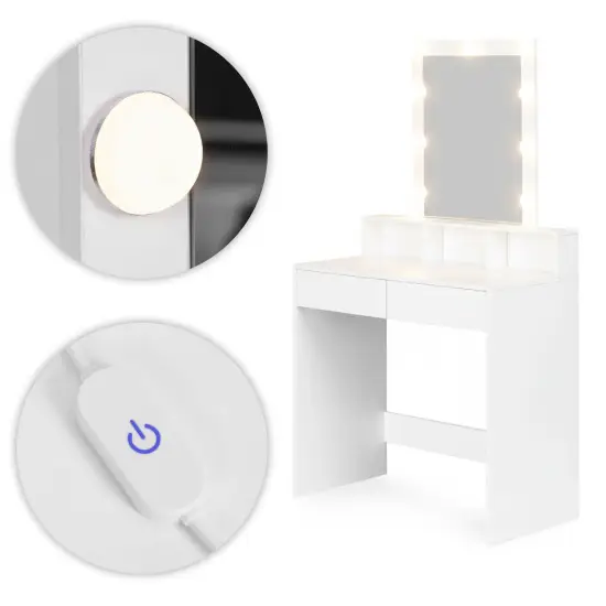 Tualetinis staliukas su veidrodžiu ir LED apšvietimu ModernHome