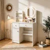 Kosmetikos staliukas su apvaliu veidrodžiu ir LED apšvietimu ModernHome