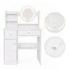 Kosmetikos staliukas su apvaliu veidrodžiu ir LED apšvietimu ModernHome