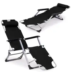 Juodas sulankstomas sodo/paplūdimio gultas 2-in-1 MultiGarden